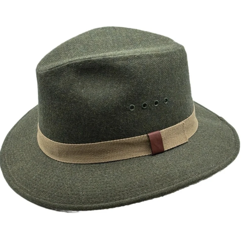 Ace Hy Sales Safari Fedora Brim Olive Green Wool Felt Large
